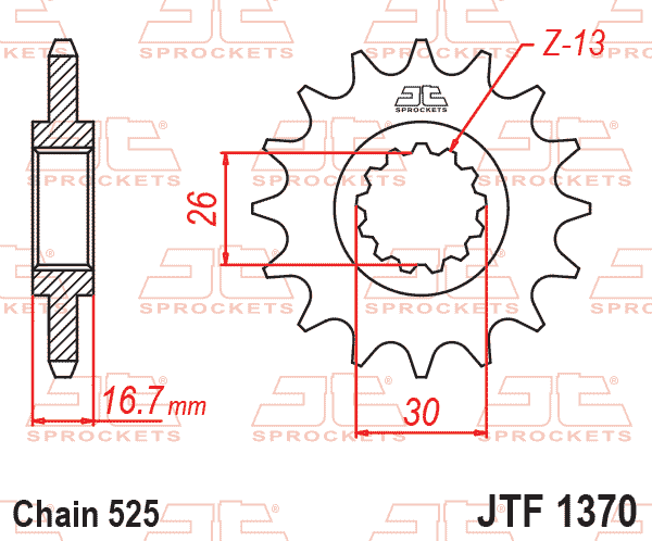 JTF1370 ΓΡΑΝΑΖΙ XLV1000 CBR600 SFR4029 525-26-30-13T ΔΙΠΛΗ ΠΑΤΟΥΡΑ - Image 1