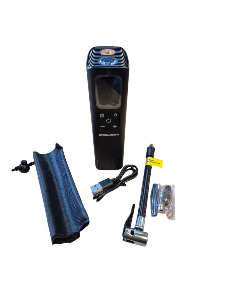 17918-1 ΤΡΟΜΠΑ ΗΛΕΚΤΡΙΚΗ ΜΙΝΙ (TIRE INFLATOR) ME ΦΑΚΟ STEELMATE - Image 1